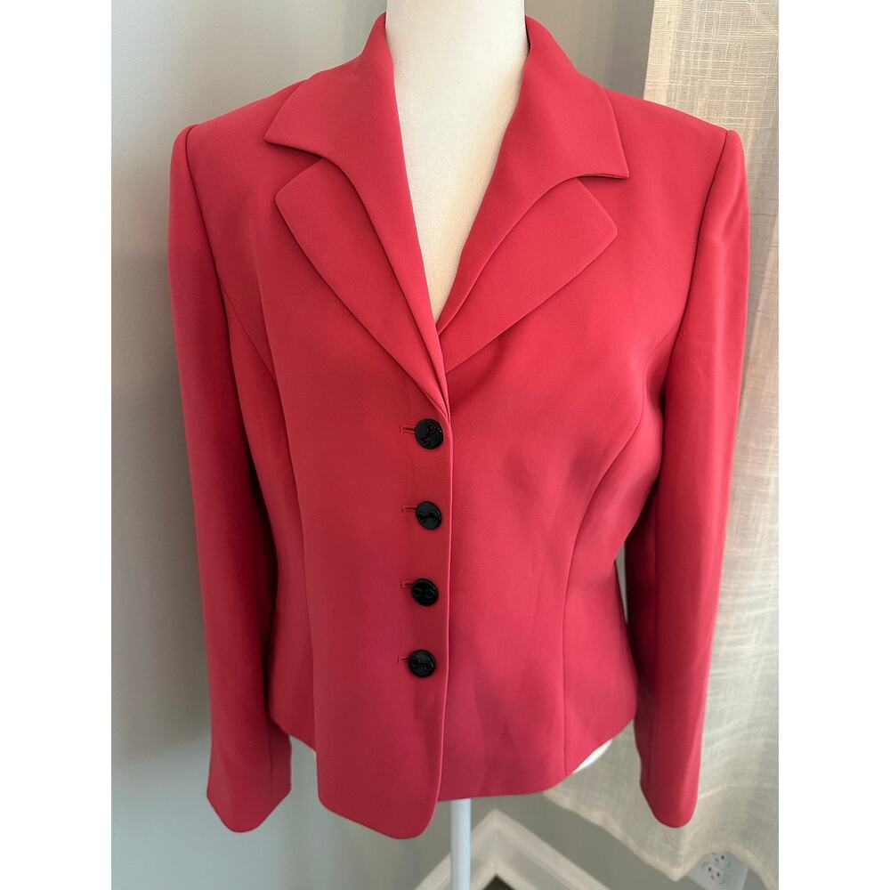 Tahari Size 12 Pink Tailored Career Blazer Jacket Structured Office Chic Classic